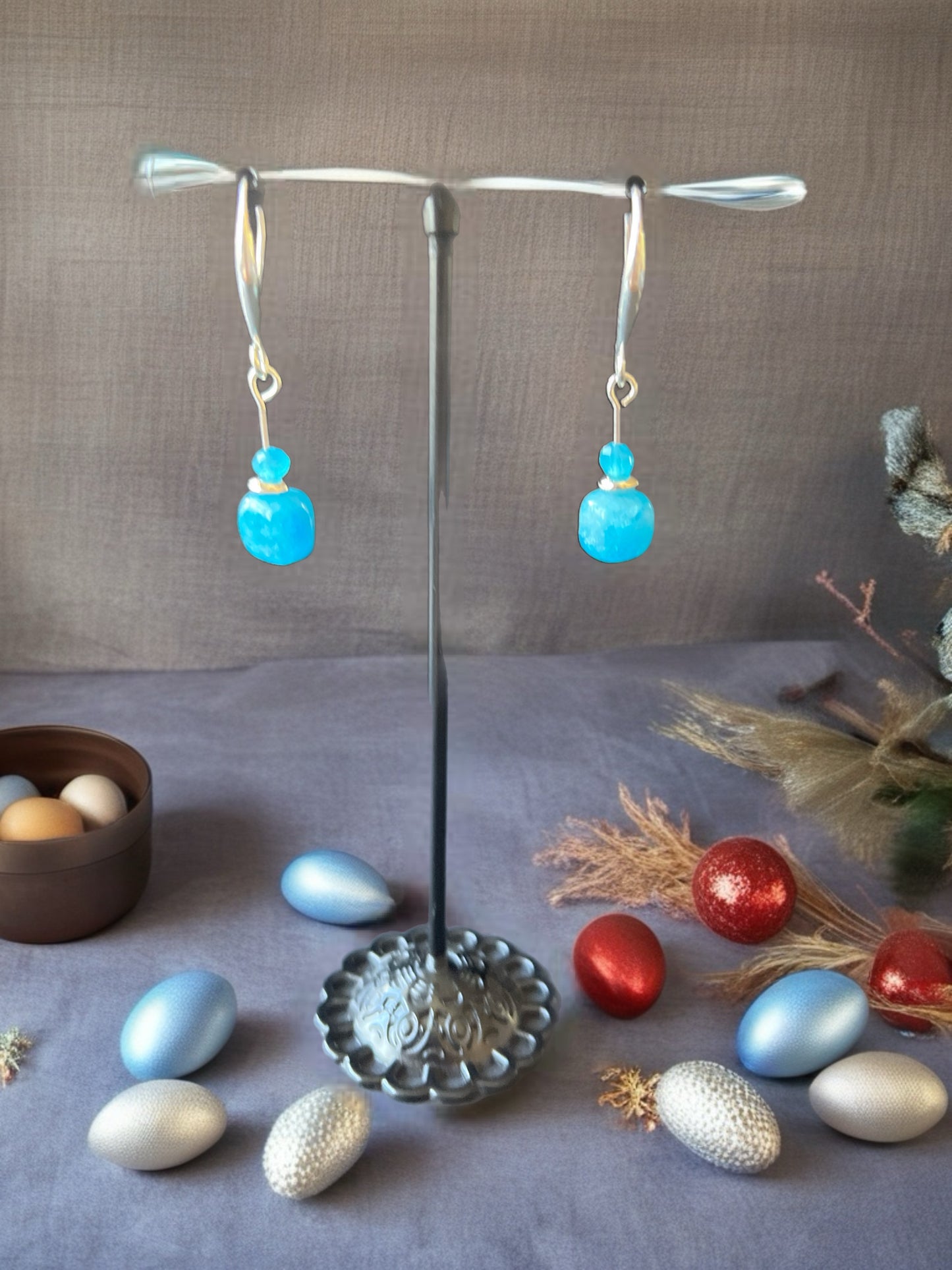 Blue Apatite Silver earrings