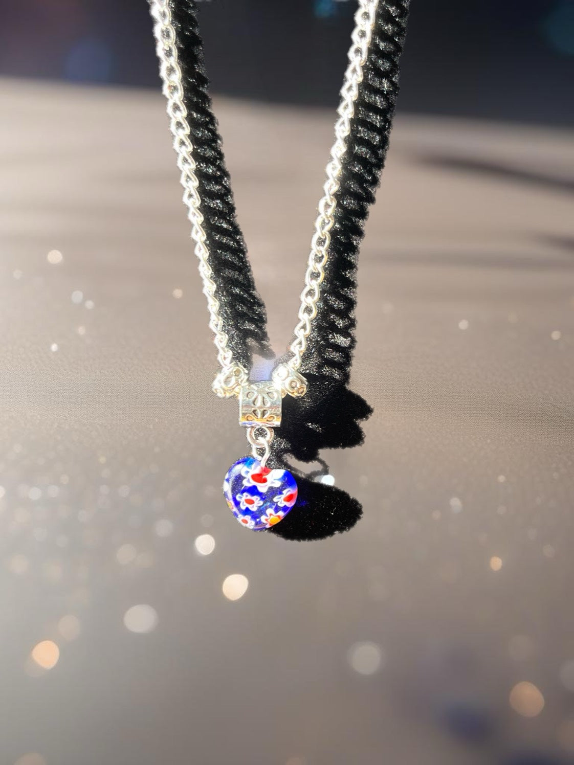 Blue Murano Heart necklace