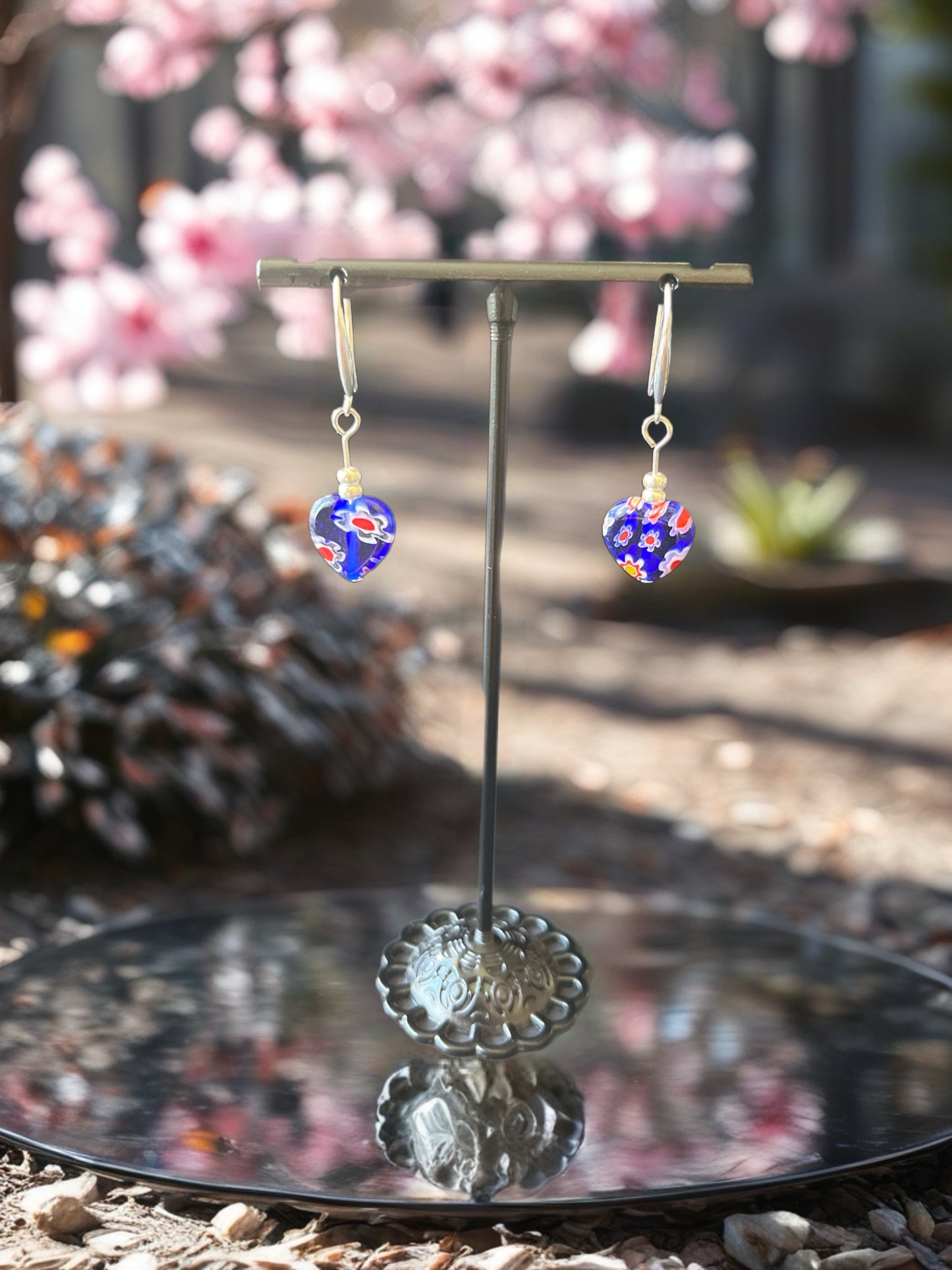 Blue Murano Silver earrings (also available in red)