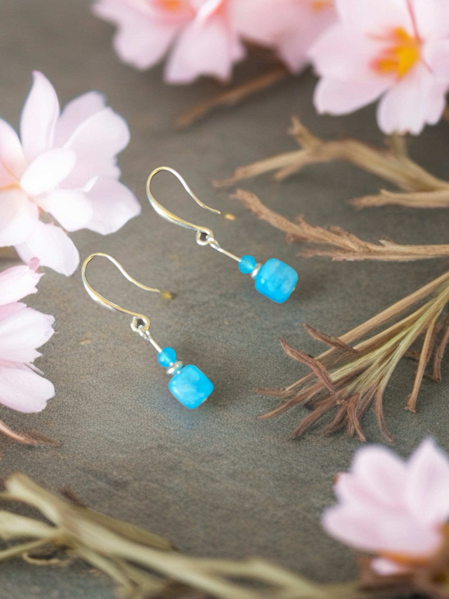 Blue Apatite Silver earrings