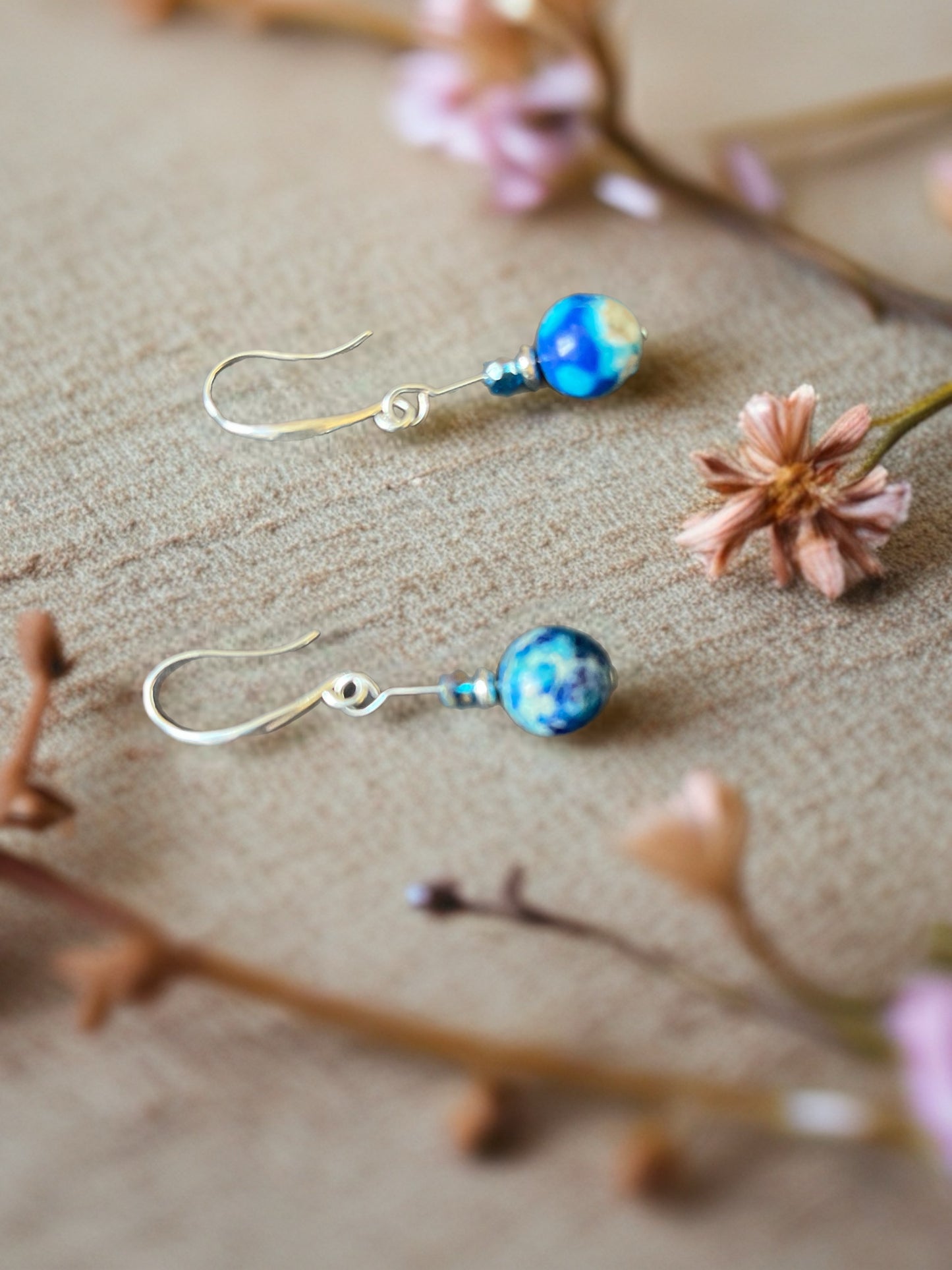 Blue Howlite Silver earrings
