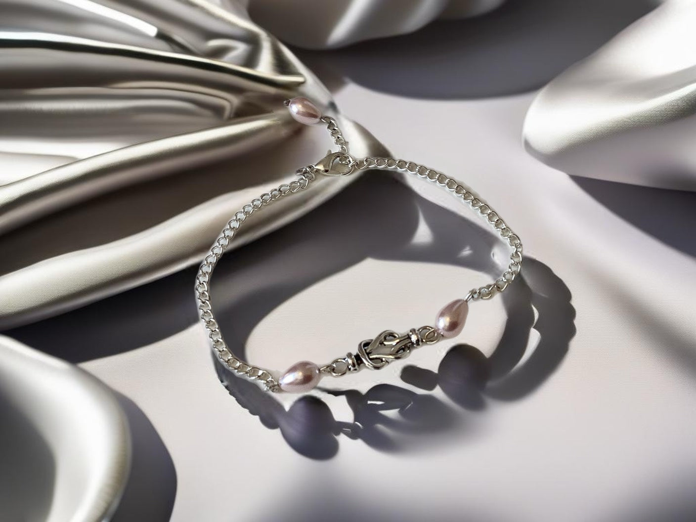 Celtic Knot and Pink Pearl Bracelet