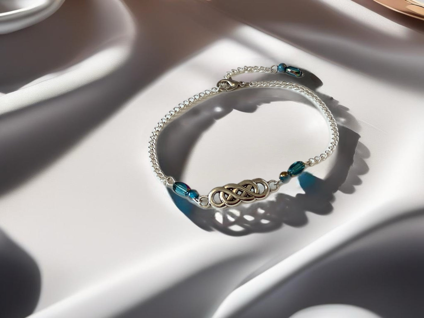 Celtic Knot and turquoise glass bead bracelet