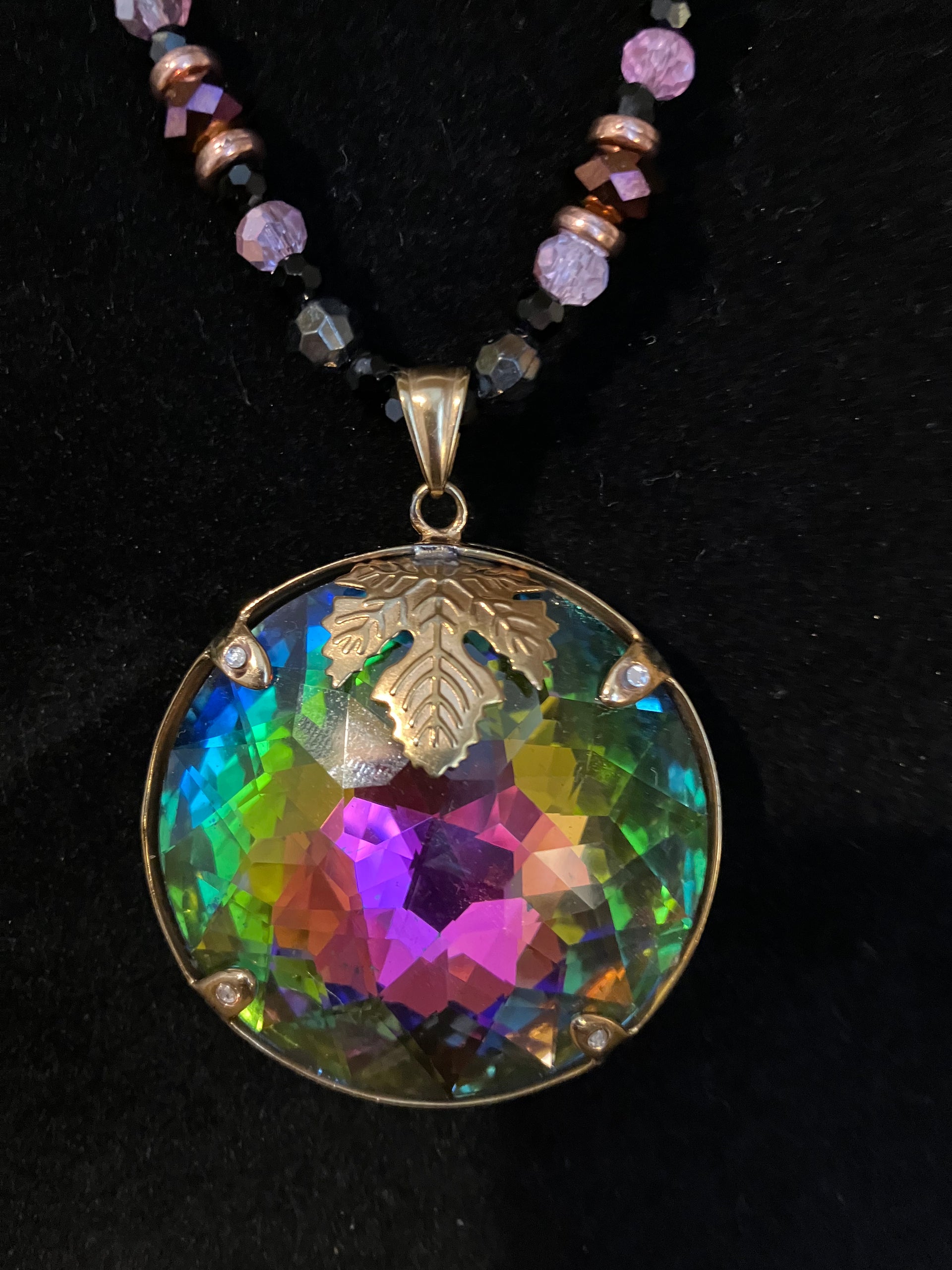 Rainbow crystal necklace on sale